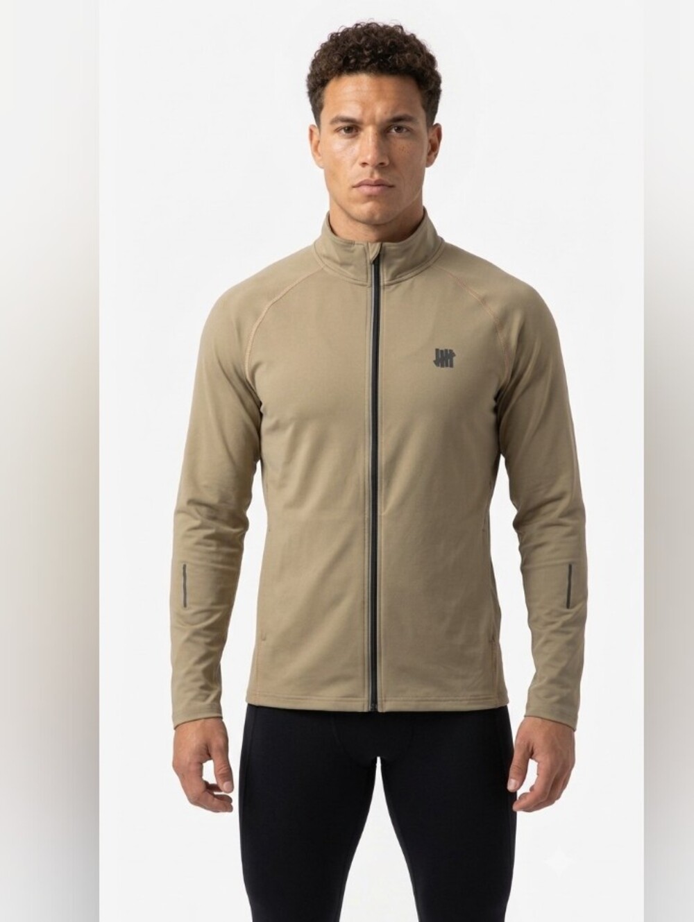 Undefeated Men's Zip-Front Performance Jacket in Beige Medium